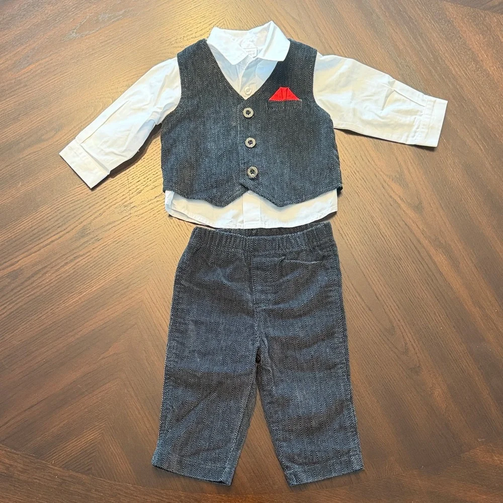 Baby Boy 3 Pc Dress Outfit Vest Shirt Pants Set 6M Wedding Formal